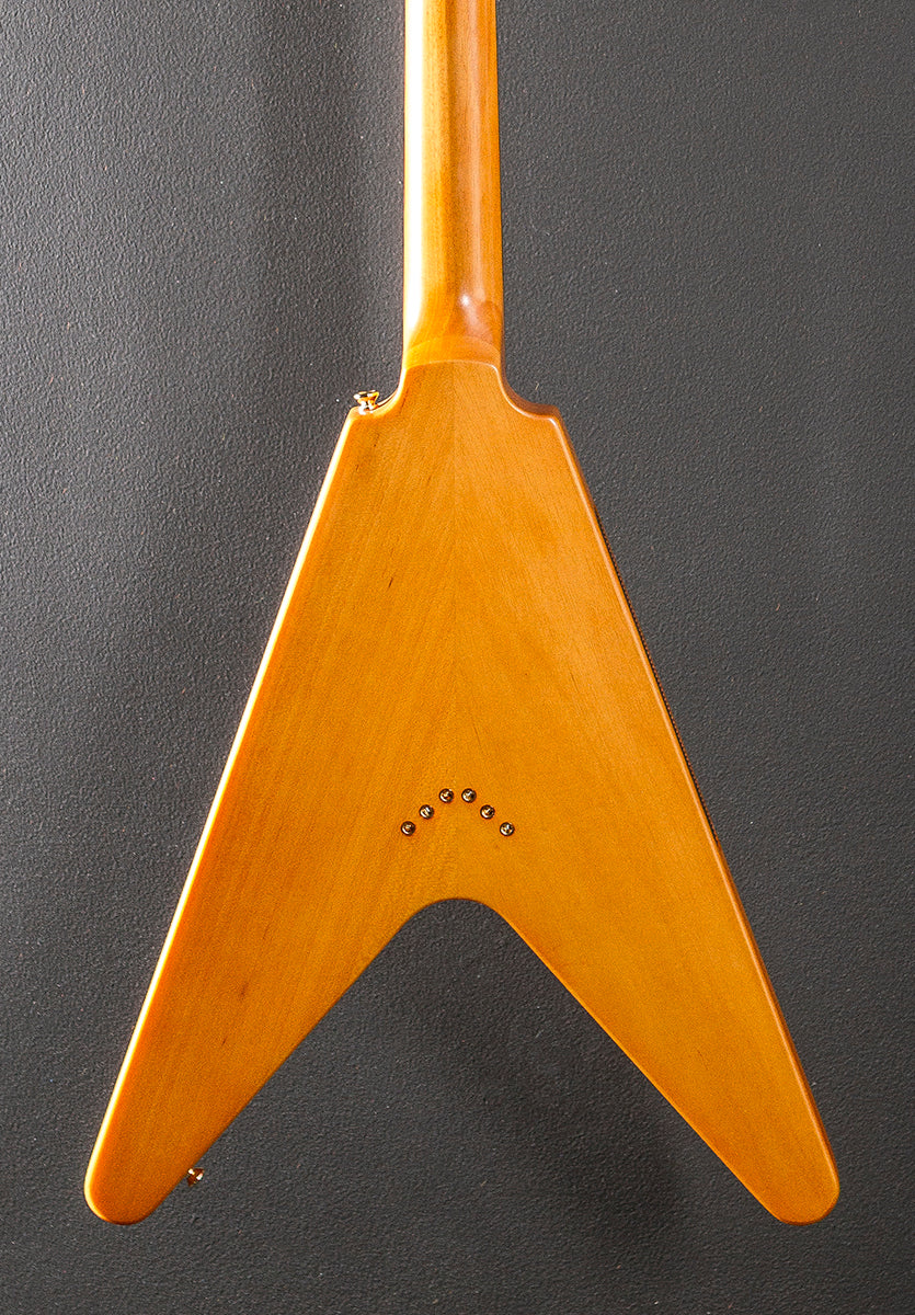 1958 Korina Flying V (White Pickguard) Left Hand - Aged Natural - Image 4