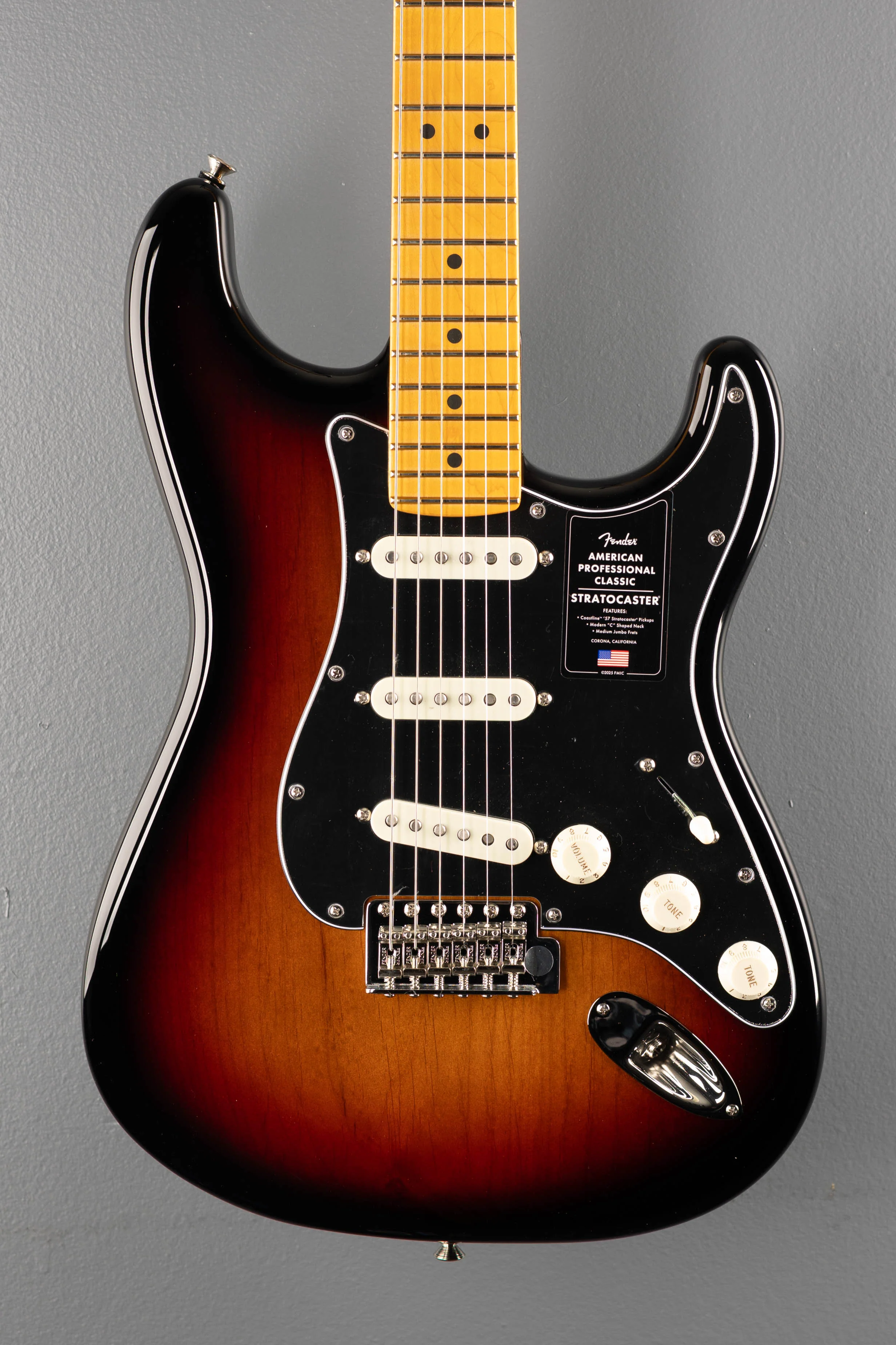 American Professional Classic Stratocaster - 3 Color Sunburst w/ Maple - Image 2