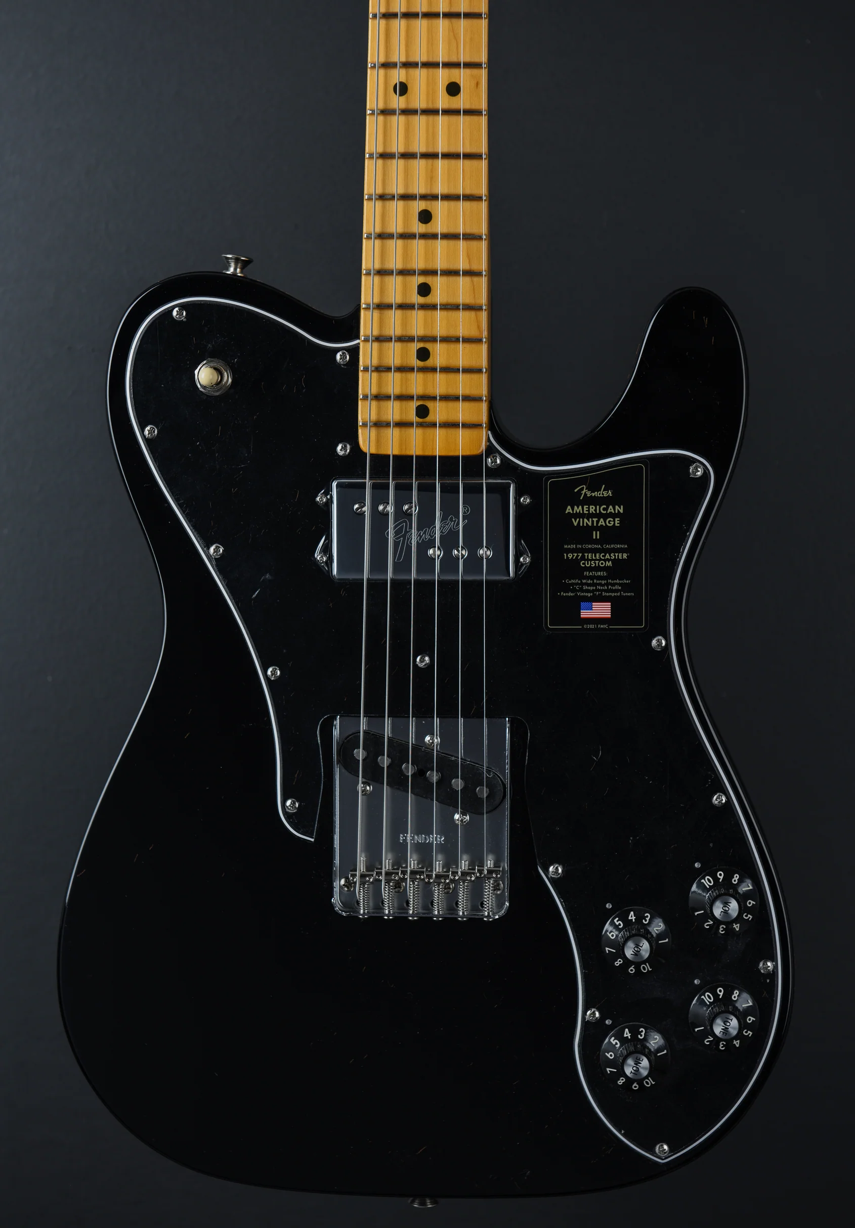 American Vintage II 1977 Telecaster Custom - Black w/Maple - Image 2