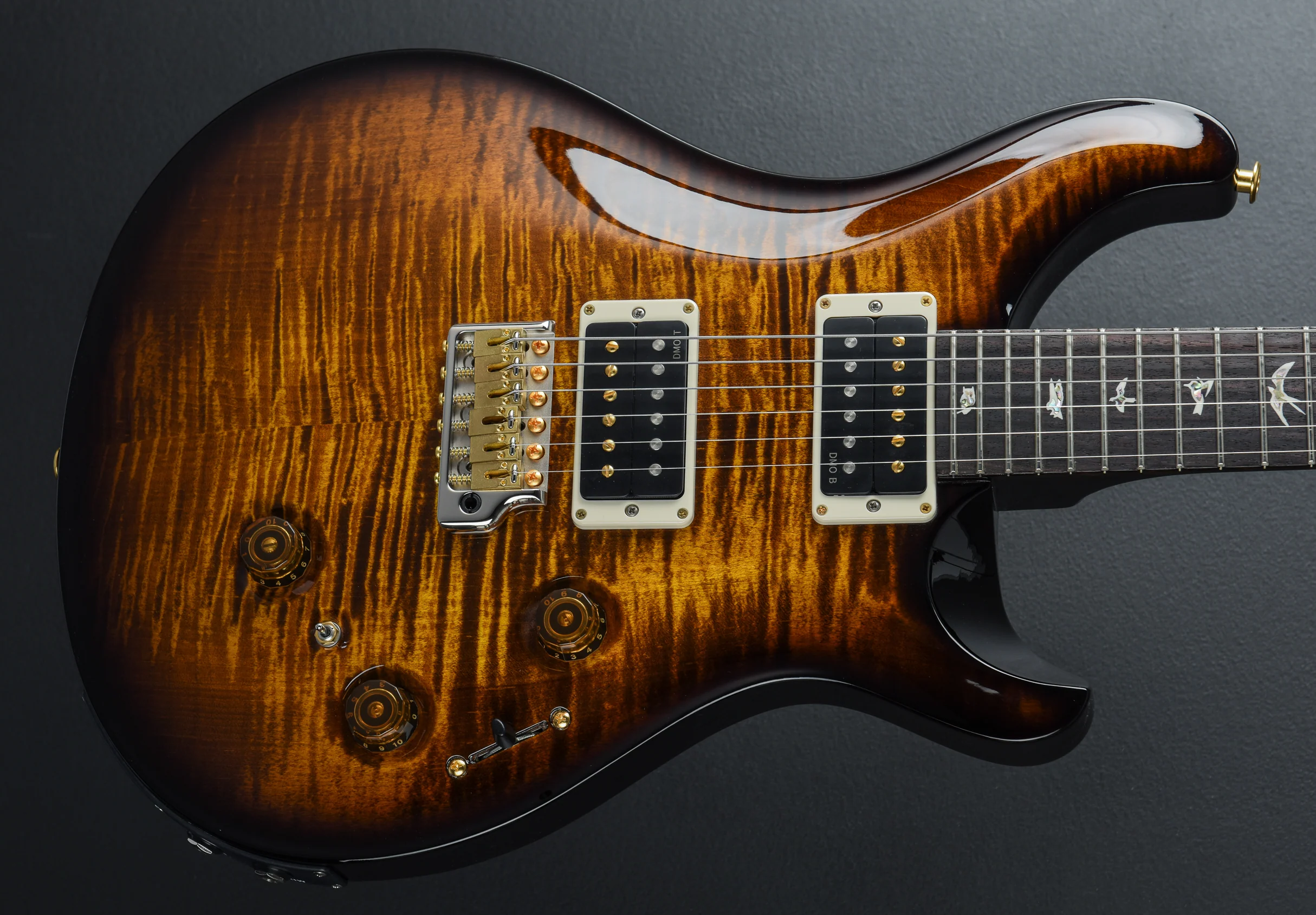 Custom 24 Piezo 10 Top - Black Gold Wraparound Burst