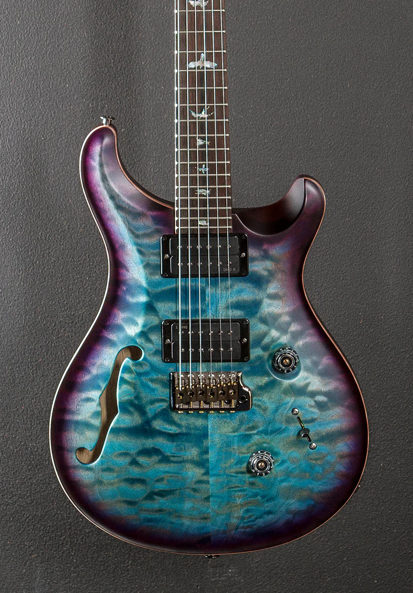 Custom 24 Semi-Hollow Wood Library Limited - Aquableux Purple Burst w/Korina - Image 2