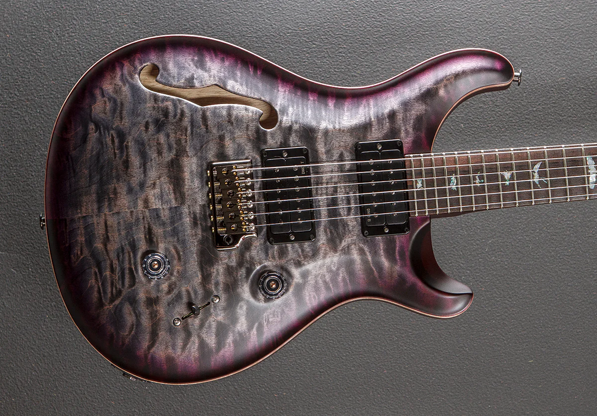 Custom 24 Semi-Hollow Wood Library Limited - Charcoal Purple Burst w/Korina