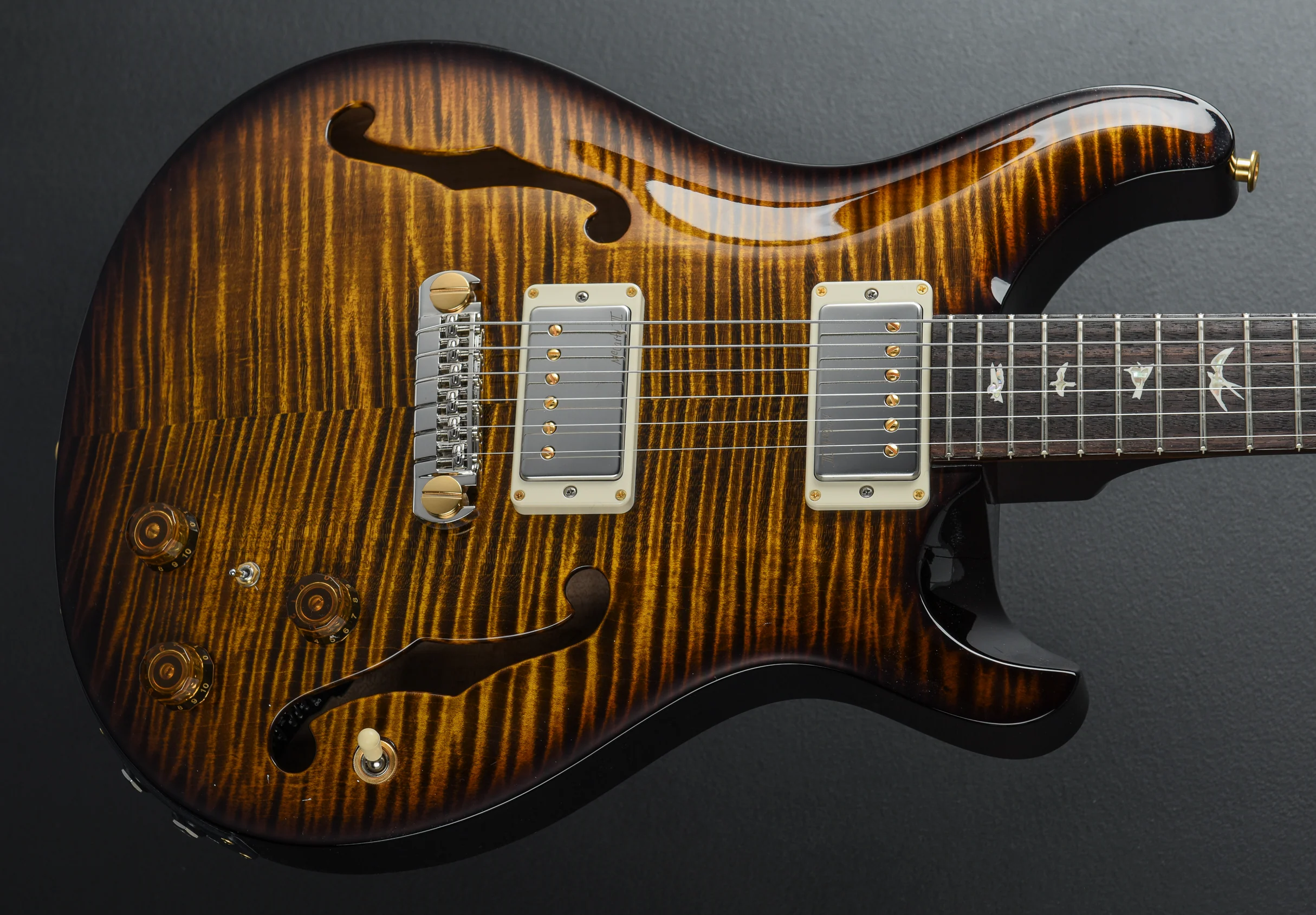 Hollowbody II Piezo 10 Top - Black Gold Wraparound Burst